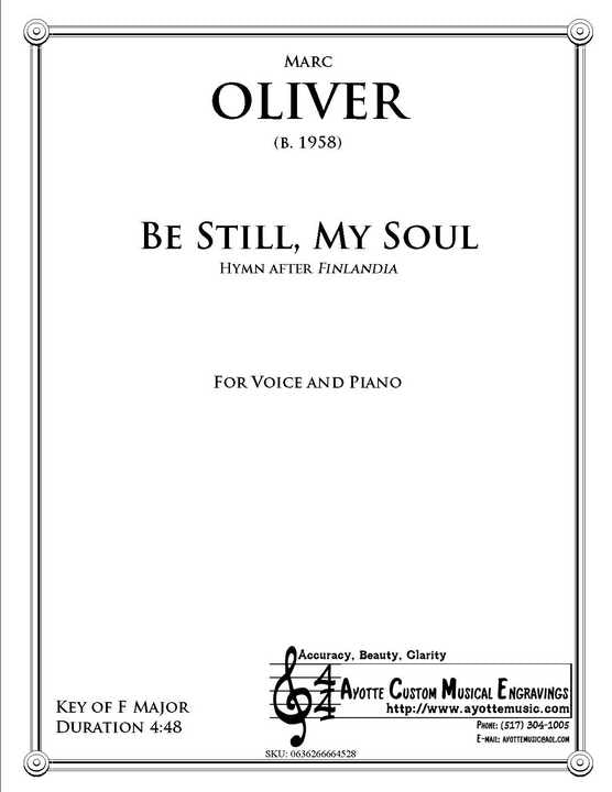 Sibelius - Be Still My Soul , arr. Marc Oliver for Voice and Piano