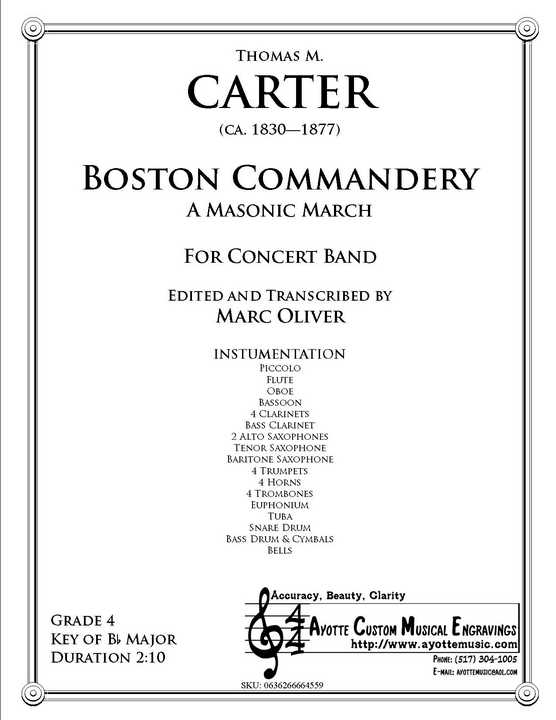 Carter - Boston Commandery , arr. Marc Oliver