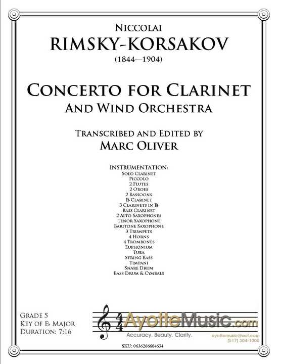 Rimsky-Korsakov - Clarinet Concerto , arr. Marc Oliver