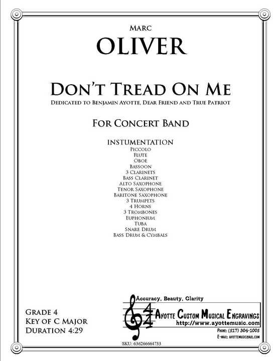 Oliver - Don't Tread on Me , arr. Marc Oliver
