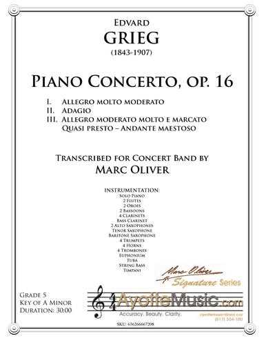 Grieg - Piano Concerto in A Minor, Complete (3-Movement Set) , arr. Marc Oliver for Concert Band