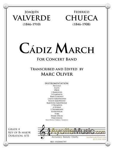 Valverde - Cádiz March , arr. Marc Oliver for Concert Band