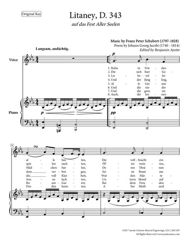 Schubert - Litanei for Medium Voice in Eb major
