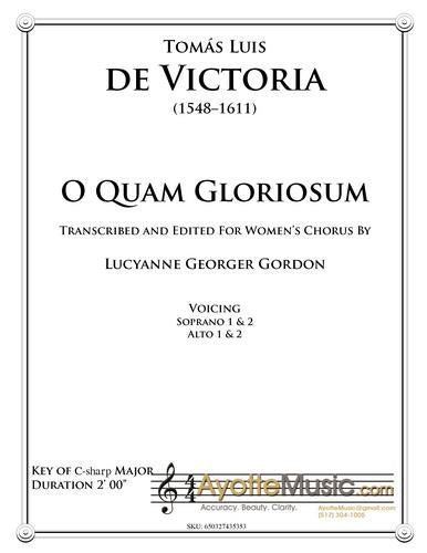 Victoria - O Quam Gloriosum, arr. Lucyanne Gordon for Treble Chorus