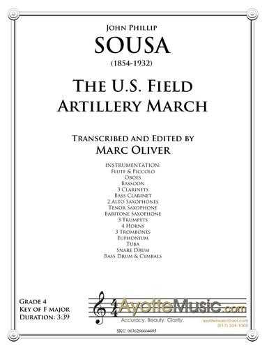 Sousa - The U. S. Field Artillery March (Digital PDF Download), arr. Marc Oliver