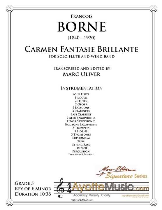 Borne - Carmen Fantasie Brilliante, arr. Marc Oliver