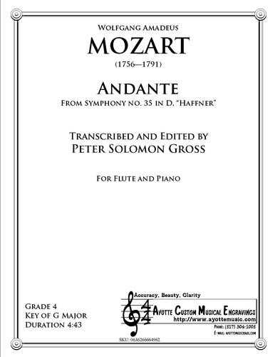Mozart - Andante from the Haffner Symphony for Flute and Piano, arr. Peter Gross