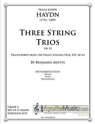 Haydn - Three String Trios, Op. 53 (Digital PDF Download)