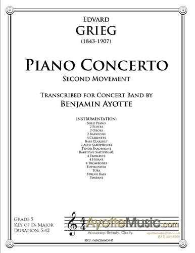Grieg - Grieg Piano Concerto Second Movement (Digital PDF Download)