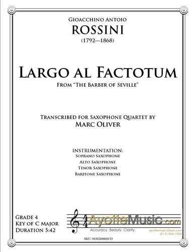 Rossini - Largo al Factotum (Sax) (Digital PDF Download), arr. Marc Oliver