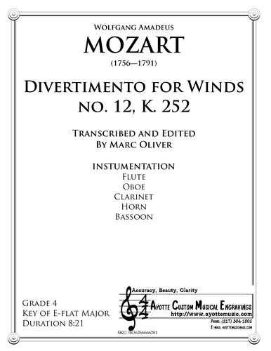 Mozart - Divertimento No. 12, K.252 , arr. Marc Oliver
