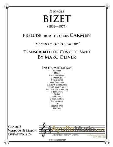 Bizet - Overture to Carmen (March of the Toreadors) (Digital PDF Download), arr. Marc Oliver