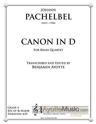 Pachelbel - Canon in D Brass Quartet) (Digital PDF Download)