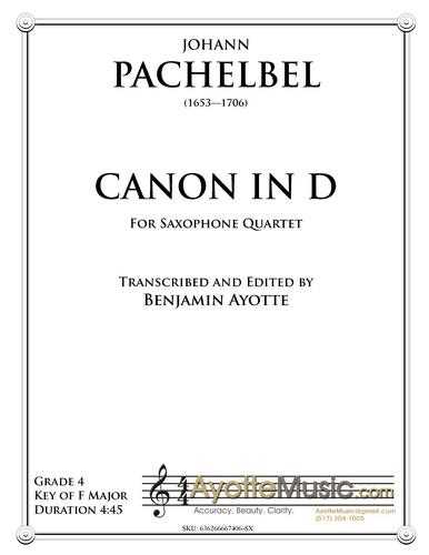 Pachelbel - Canon in D (Saxophone Quartet) (Digital PDF Download)