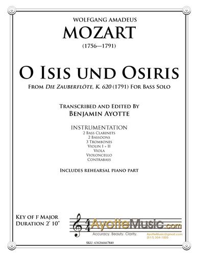 Mozart - O Isis uns Osiris (Bass aria from The Magic Flute) (Digital PDF Download)