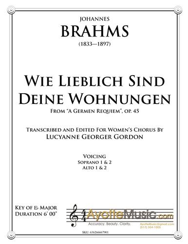 Brahms - Wie Lieblich sind deine Wohnungen (Digital PDF Download), arr. Gordon