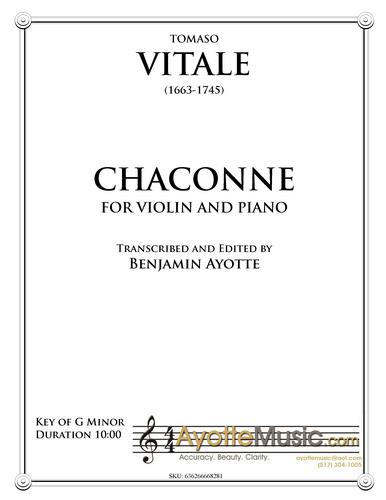 Vitale - Chaconne for Violin and Piano (Digital PDF Download)