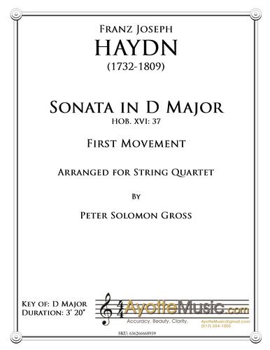 Haydn - Sonata in D Major Hob.XVI:37, arr. Peter Gross (Digital PDF Download)