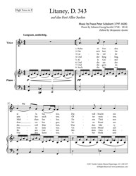 Schubert - Litanei for High  Voice in F major (Digital PDF Download)