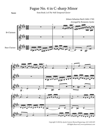 Fugue No. 4 in C#  Minor (WTC Book 2) for Clarinet Trio