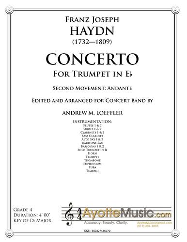 Haydn - Trumpet Concerto in Eb (transcribed for Concert Band) Second Movement (Digital PDF Download)